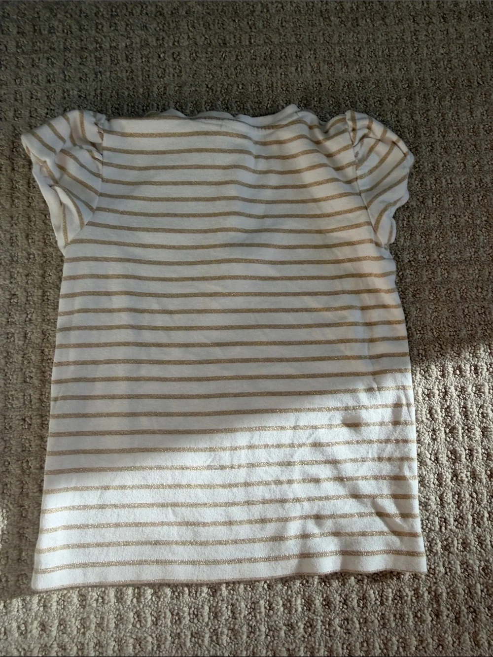 Gymboree Girls White & Gold Stripe Short Sleeve Henley Top